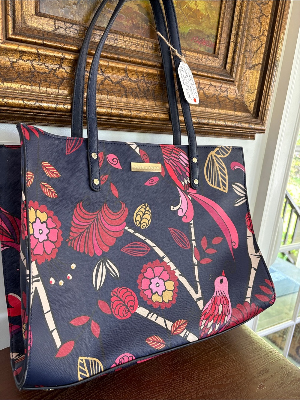 TRINA TURK ‘Sara Miller London’ TOTE BAG • ‘Smokey Blue Birds’